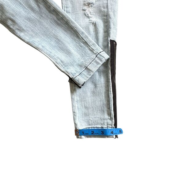 bebe Jeans Womens Size 28 Light Wash Low Rise Skinny Distressed Denim Zippers - Picture 16 of 16